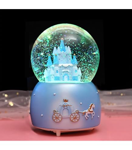 Musical Snow Globe Music Box Crystal Ball with Colorful Glitter